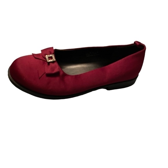 Gymboree Burgundy Satin Like Fabric - Girls Dress Shoes Size 2 - Rhinestones - Picture 2 of 13
